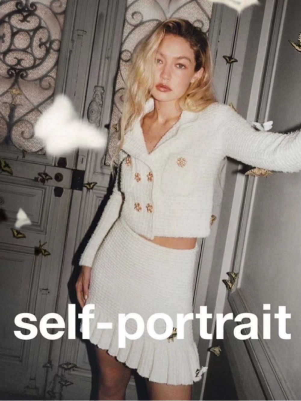Self-Portrait Cream  Knit Jacket & Skirt Set – New (Size M) fits like small